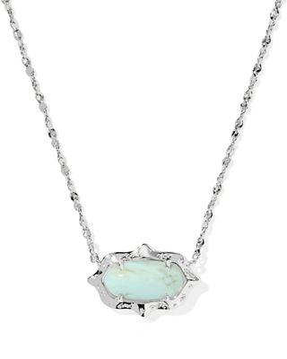 Kendra Scott Elisa Scallop Frame Necklace, Silver/Sea Green Chrysocolla