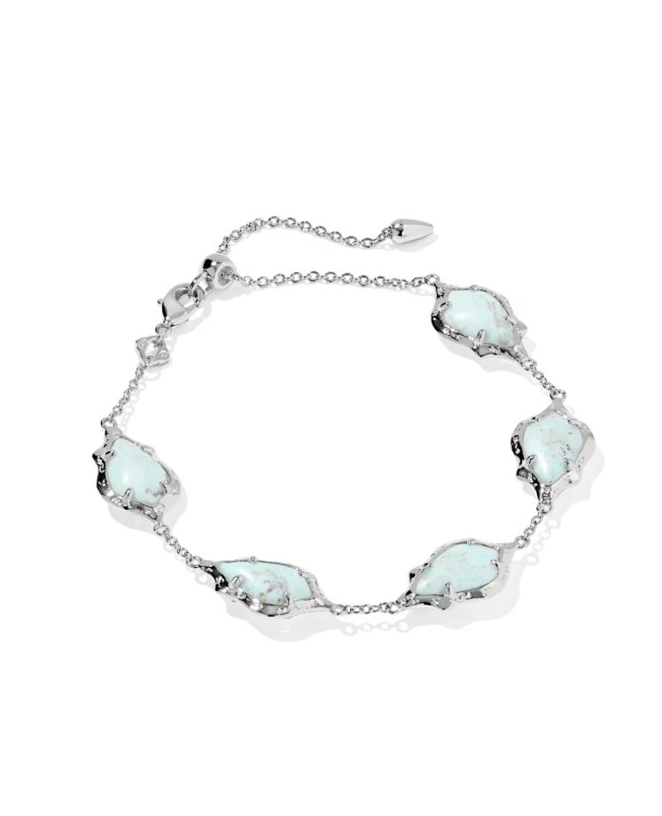 Kendra Scott Adriana Scallop Frame Chain Bracelet, Silver/Sea Green Chrysocolla