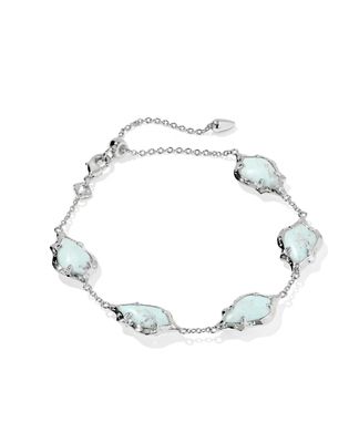 Kendra Scott Adriana Scallop Frame Chain Bracelet, Silver/Sea Green Chrysocolla