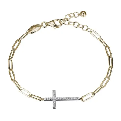 Charles Garnier Paperclip Collection Cross Bracelet, Gold