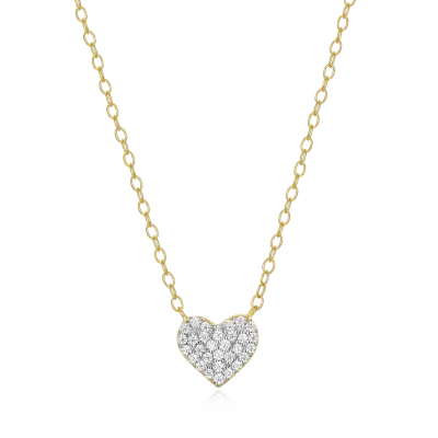 Pave Heart Necklace with Lab-Created Diamonds, Gold