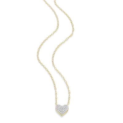 Pave Heart Necklace with Lab-Grown Diamonds, Gold