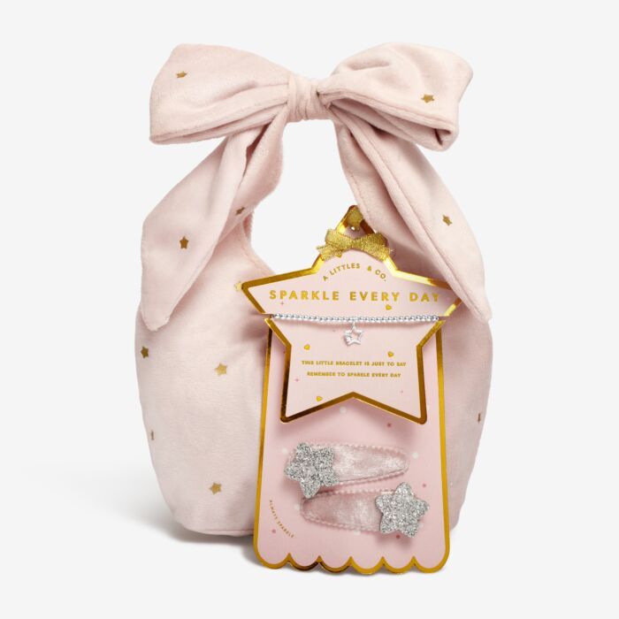 A Little 'Sparkle Every Day' Kid's Bracelet and Bow Bag Gift Set