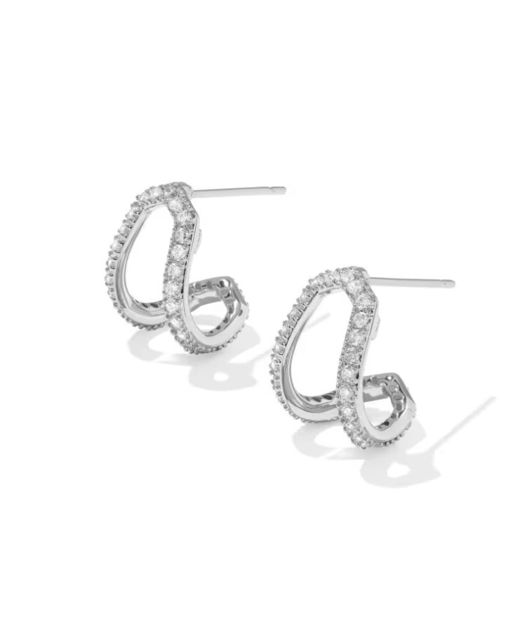 Kendra Scott Daphne Pave Huggie Earrings, Silver