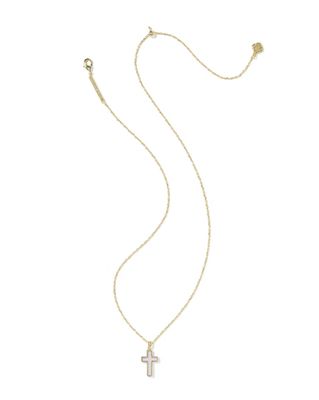 Kendra Scott Cross Pendant Necklace, Gold/Blush Pink