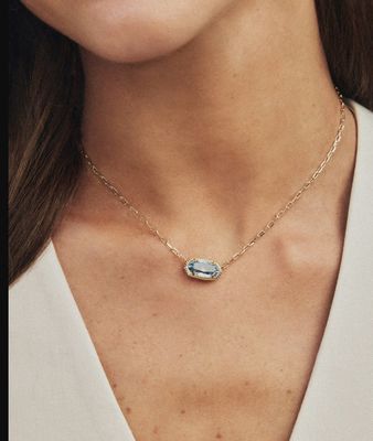 Kendra Scott Elisa Luxe Necklace, Gold/Light Blue CZ