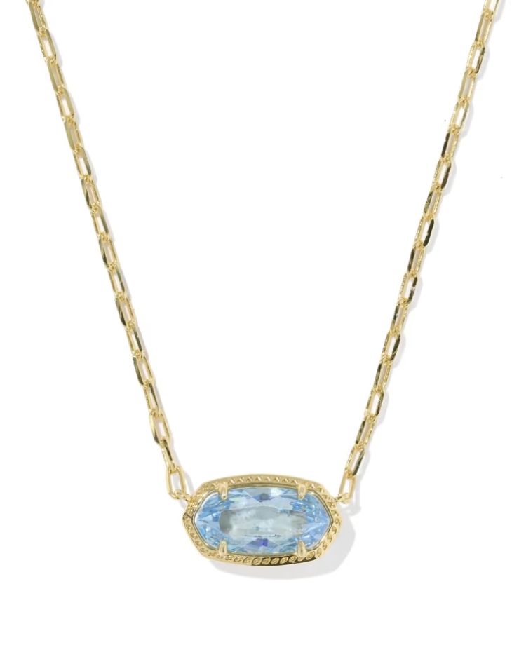 Kendra Scott Elisa Luxe Necklace, Gold/Light Blue CZ
