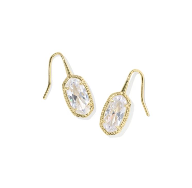Kendra Scott Lee Luxe Drop Earrings, Gold/White CZ