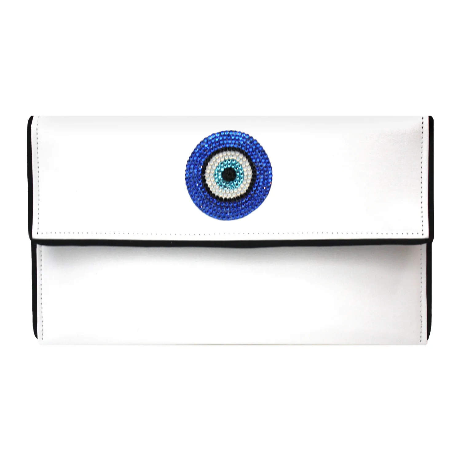Kent Stetson Evil Eye Mini Crossbody Clutch with Crystals (White)