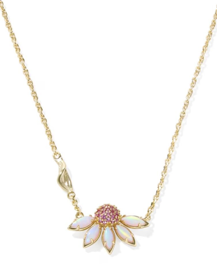 Kendra Scott Anya Flower Necklace, Gold/Light Pink Mix