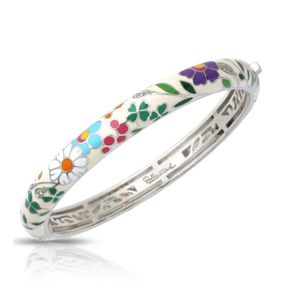 Belle Étoile Flower Garden Bangle, White