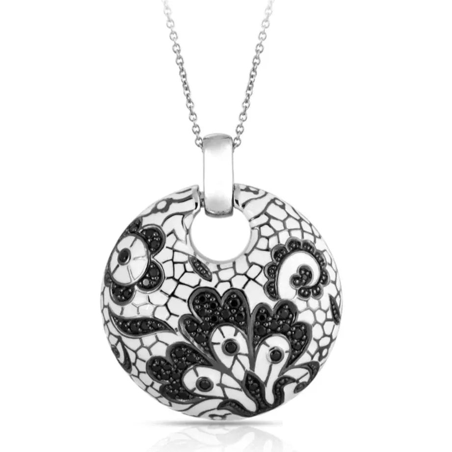 Belle Étoile Fleur de Lace Pendant, Black &amp; White