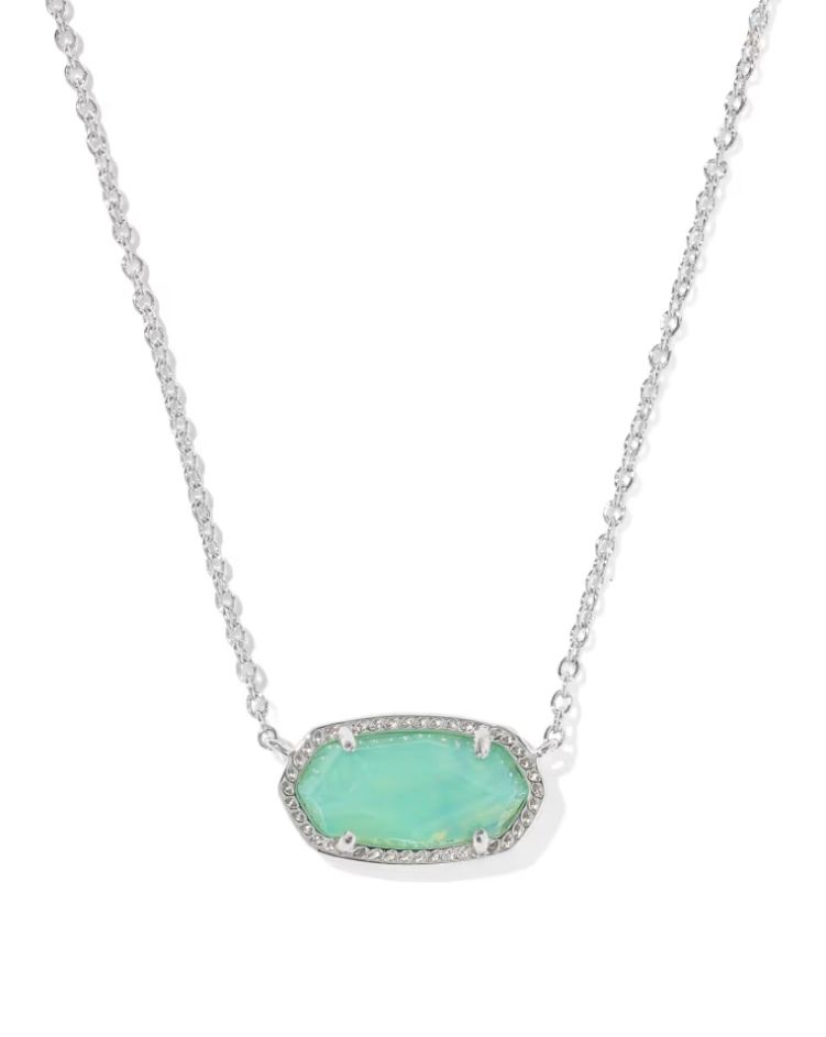 Kendra Scott Elisa Necklace, Silver/Mint Iridescent Abalone