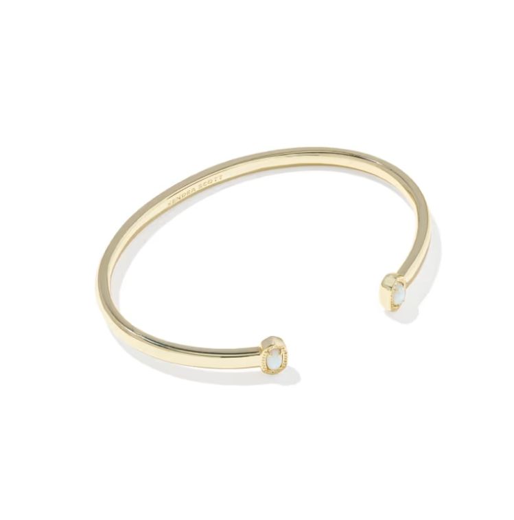 Kendra Scott Mini Elton Cuff Bracelet, Gold/White Lab Grown Opal
