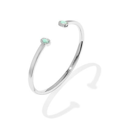 Kendra Scott Mini Elton Cuff Bracelet, Silver/Green Lab Grown Opal