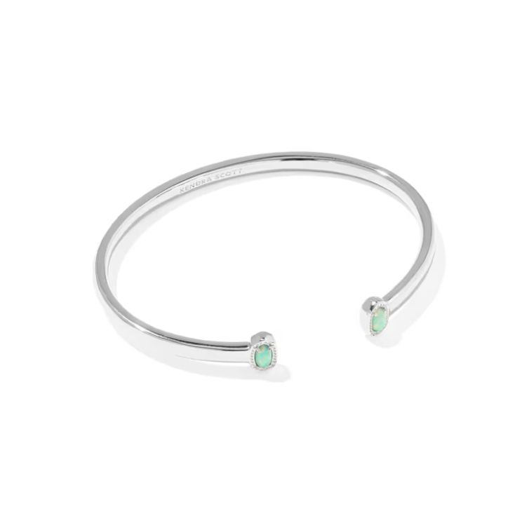 Kendra Scott Mini Elton Cuff Bracelet, Silver/Green Lab Grown Opal