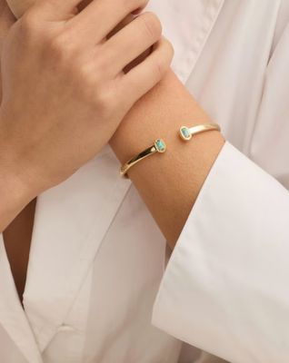 Kendra Scott Mini Elton Cuff Bracelet, Gold/Blue Lab Grown Opal