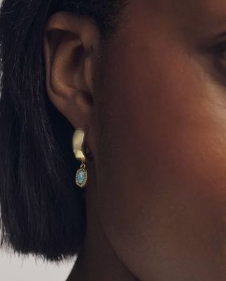 Kendra Scott Mini Ellie Huggie Earrings, Gold/Blue Lab Grown Opal