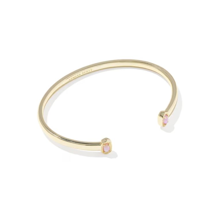 Kendra Scott Mini Elton Cuff Bracelet, Gold/Light Pink Lab Grown Opal