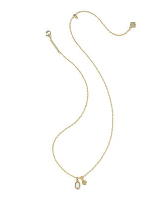 Kendra Scott Mini Elisa Dira Necklace, Gold/White Lab Grown Opal
