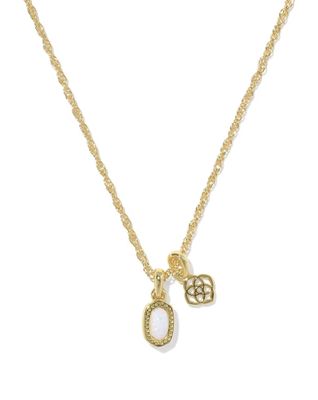 Kendra Scott Mini Elisa Dira Necklace, Gold/White Lab Grown Opal
