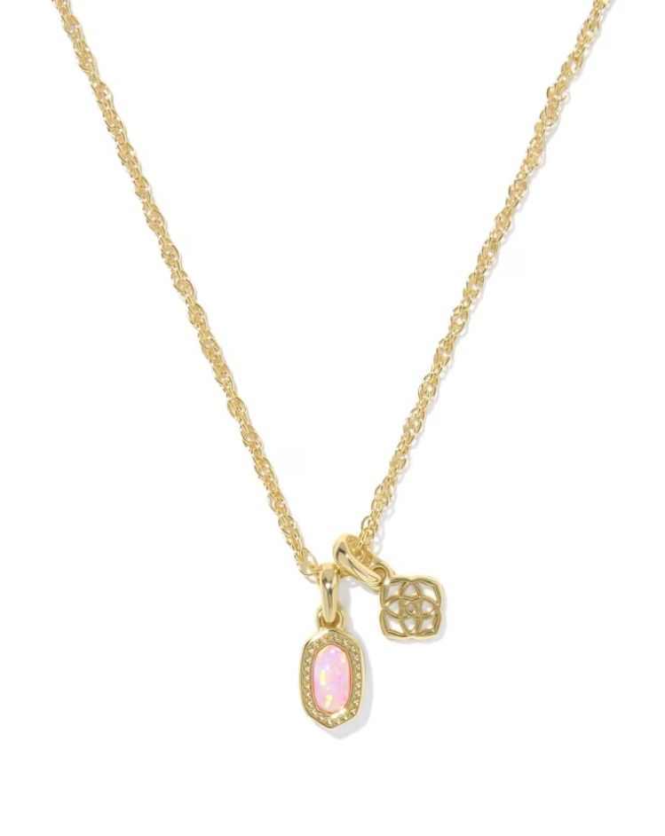 Kendra Scott Mini Elisa Dira Necklace, Gold/Light Pink Lab Grown Opal