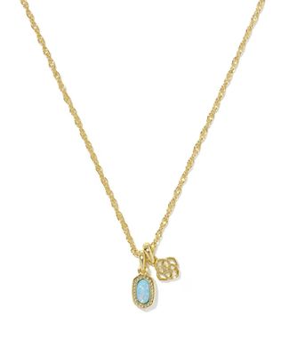 Kendra Scott Mini Elisa Dira Necklace, Gold/Blue Lab Grown Opal