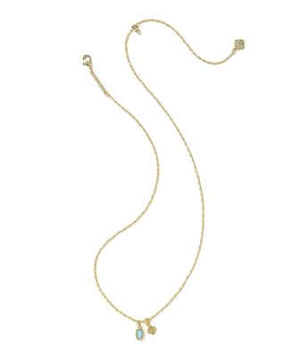 Kendra Scott Mini Elisa Dira Necklace, Gold/Blue Lab Grown Opal