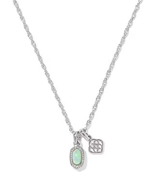 Kendra Scott Mini Elisa Dira Necklace, Silver/Green Lab Grown Opal