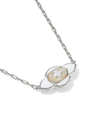 Kendra Scott Abbie Medallion Necklace, Silver/White Mix