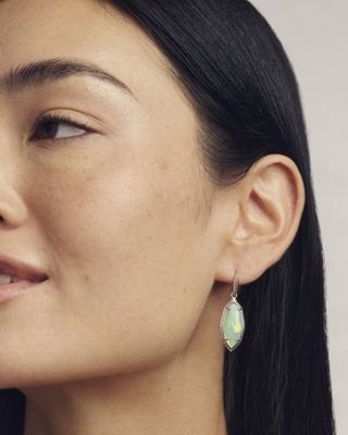 Kendra Scott Ophelia Small Drop Earrings, Silver/Mint Iridescent Abalone