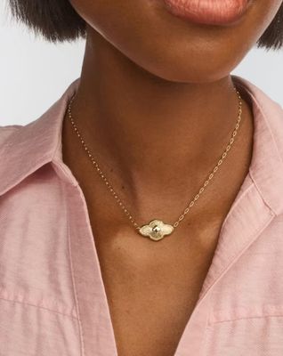 Kendra Scott Abbie Medallion Necklace, Gold/Hot Pink Mix