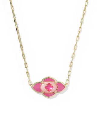 Kendra Scott Abbie Medallion Necklace, Gold/Hot Pink Mix