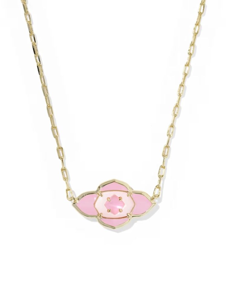 Kendra Scott Abbie Medallion Necklace, Gold/Pink Mix