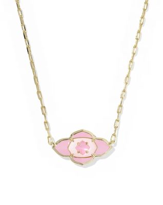 Kendra Scott Abbie Medallion Necklace, Gold/Pink Mix