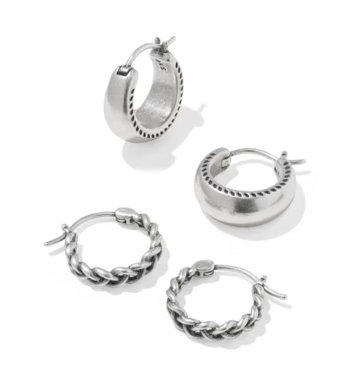 Kendra Scott Gabriella Huggie Earrings Set, Vintage Silver