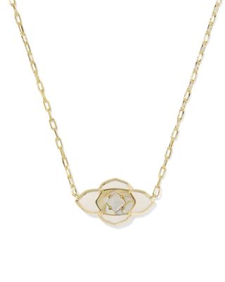 Kendra Scott Abbie Medallion Necklace, Gold/Neutral Mix
