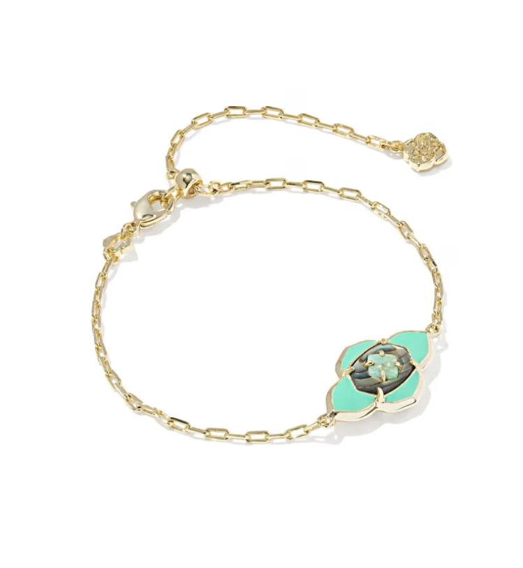 Kendra Scott Abbie Medallion Bracelet, Gold/Abalone Sea Green Mix
