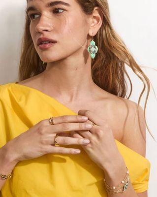 Kendra Scott Abbie Medallion Bracelet, Gold/Abalone Sea Green Mix