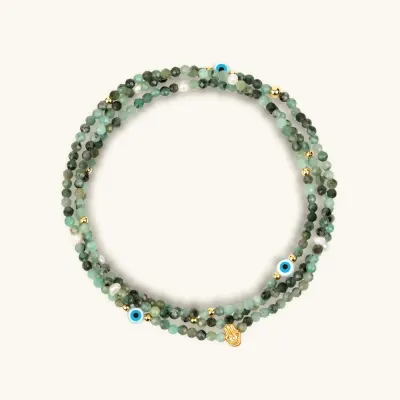 Karma and Luck Emerald Wrap Bracelet