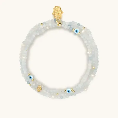 Karma and Luck Aquamarine Wrap Bracelet