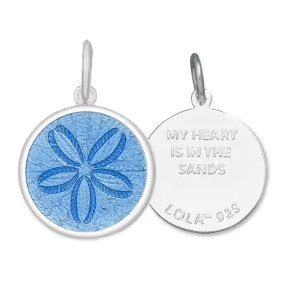 LOLA Small Sand Dollar Pendant, Silver/Periwinkle