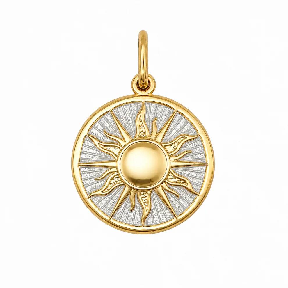 LOLA Small Sun Pendant, Gold/White