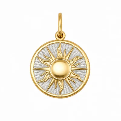 LOLA Small Sun Pendant, Gold/White