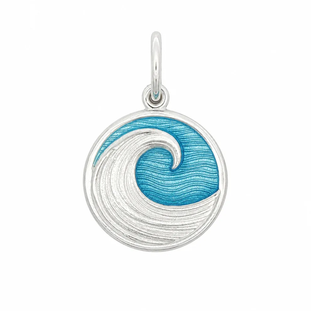 LOLA Small Wave Pendant, Silver/Light Blue