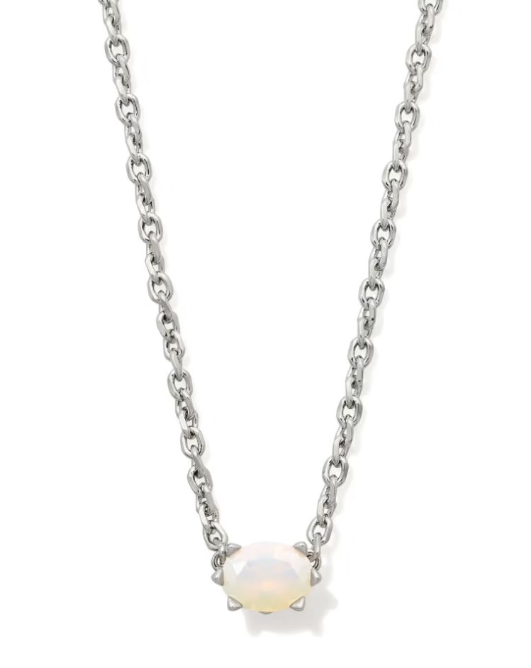Kendra Scott Cailin Necklace, Silver/White Iridescent Crystal