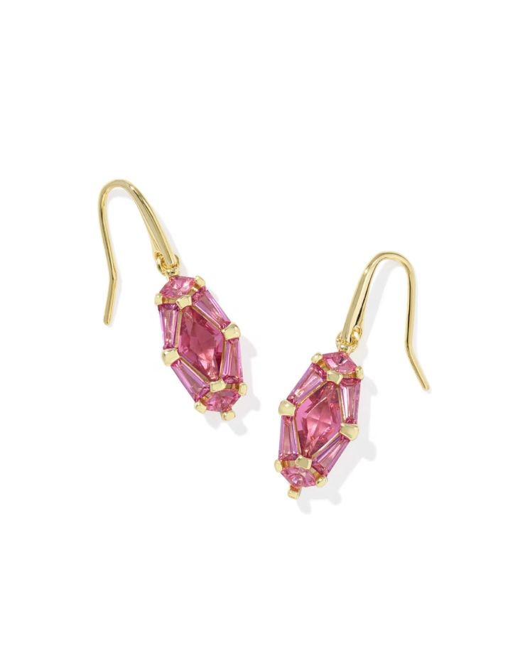 Kendra Scott Lindy Rae Drop Earrings, Gold/Pink Crystal