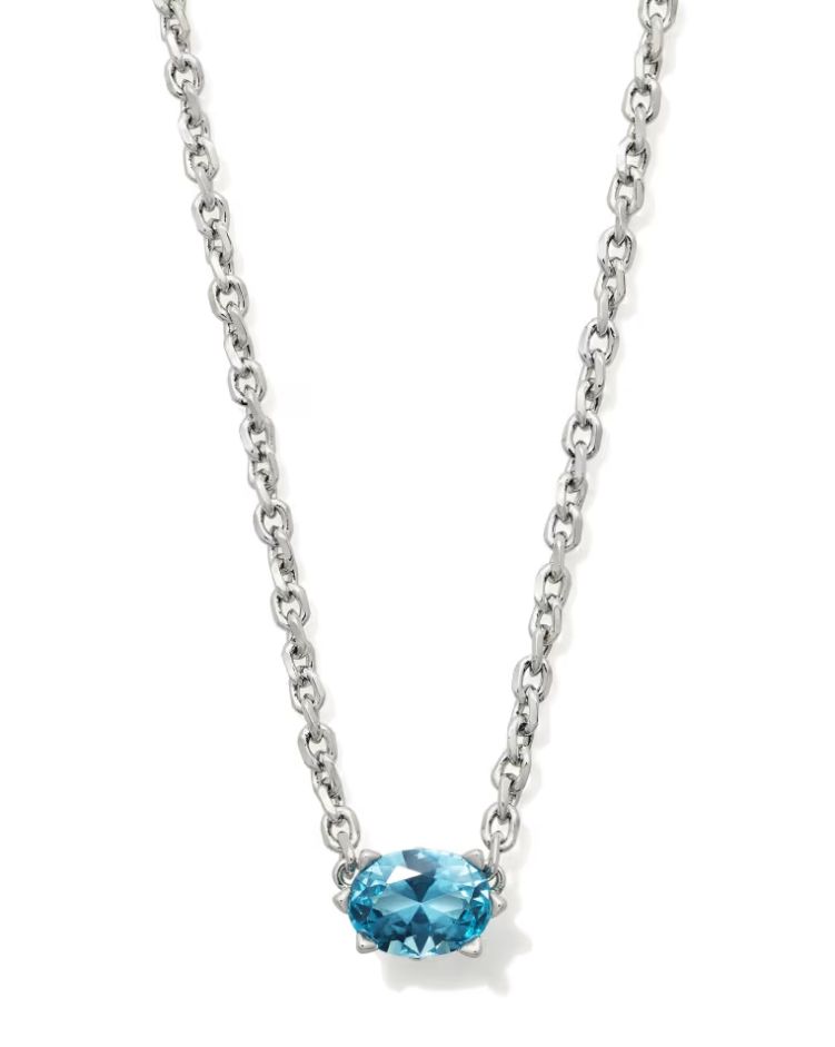 Kendra Scott Cailin Necklace, Silver/Aqua Crystal