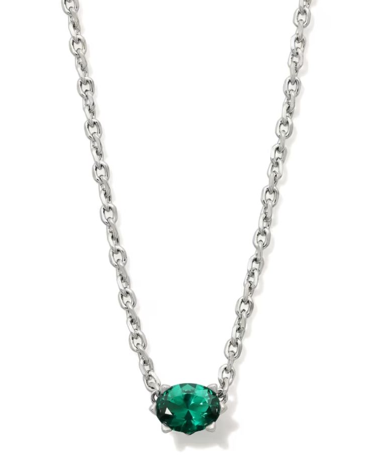 Kendra Scott Cailin Necklace, Silver/Green Crystal