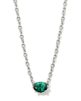 Kendra Scott Cailin Necklace, Silver/Green Crystal